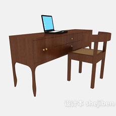 简易办公书桌3d模型下载