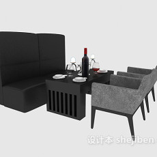 餐桌、沙发椅组合3d模型下载
