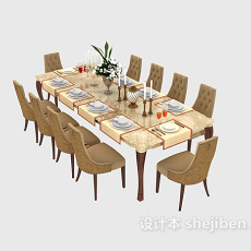 地中海式餐桌餐椅3d模型下载