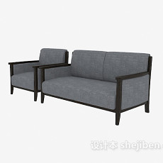 中式实木双人沙发3d模型下载