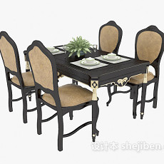 欧式餐桌餐椅3d模型下载