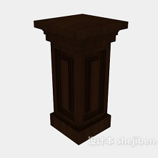 棕色实木柱3d模型下载