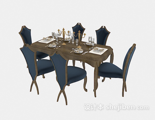 免费欧式高档餐桌椅3d模型下载
