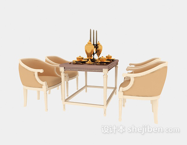 免费精致餐桌餐椅3d模型下载