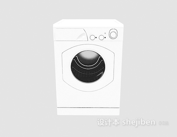 现代风格白色滚筒洗衣机3d模型下载