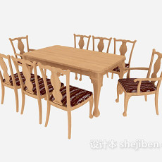 家居桌椅组合3d模型下载