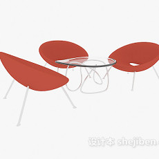 休闲区茶几桌椅3d模型下载