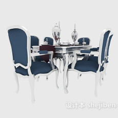 地中海风格餐桌椅3d模型下载