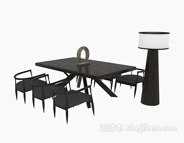 黑色美式餐桌椅
