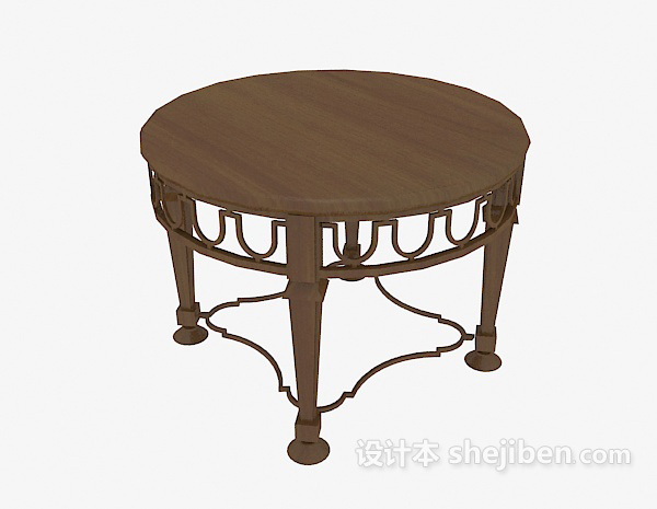 欧式风格实木小 圆桌3d模型下载
