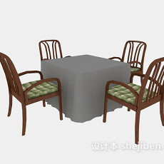 家庭餐桌椅3d模型下载