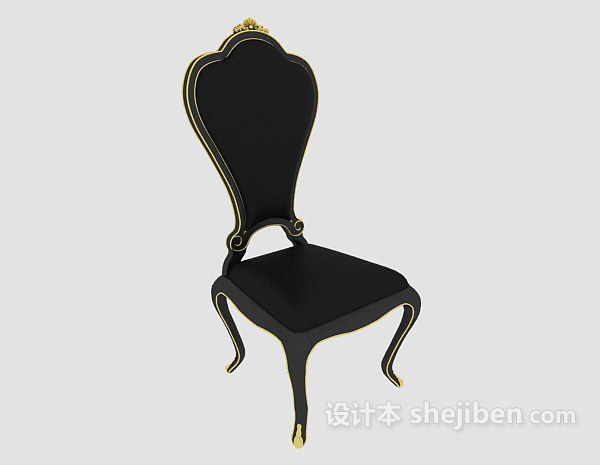 高背欧式梳妆椅3d模型下载