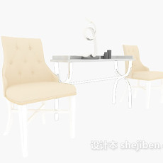 欧式休闲椅、边桌组合3d模型下载