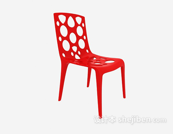 现代红色塑料休闲椅3d模型下载