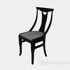 黑色实木休闲椅3d模型下载