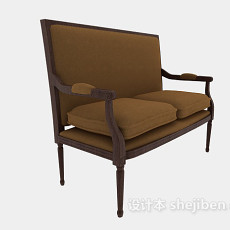 双人实木沙发椅3d模型下载