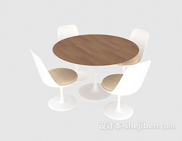 免费四人圆桌椅3d模型下载