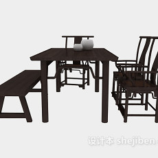 传统中式餐桌餐椅3d模型下载