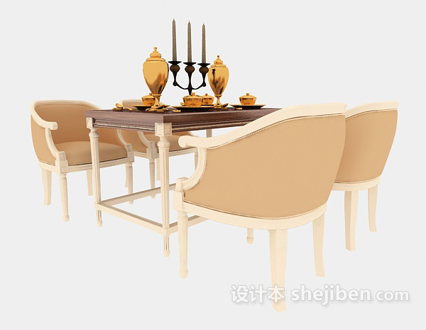 精致餐桌餐椅3d模型下载