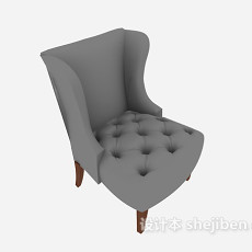 美式灰色单人沙发3d模型下载