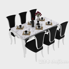 简欧家居餐桌餐椅3d模型下载