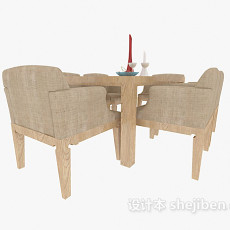 四人家居餐桌椅3d模型下载