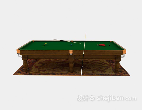 棕色木质台球桌3d模型下载