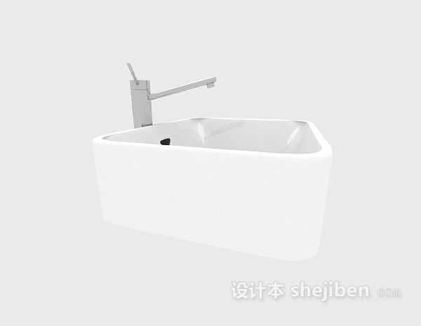 白色陶瓷洗手池3d模型下载