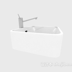 白色陶瓷洗手池3d模型下载