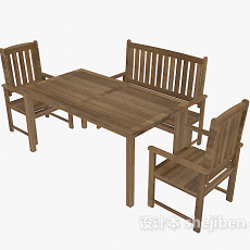 中式实木桌椅组合3d模型下载