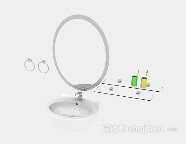 免费洗漱卫浴镜3d模型下载