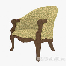 欧式碎花图案休闲椅3d模型下载