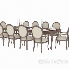 欧式风格餐桌餐椅3d模型下载