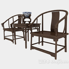 实木 扶手椅3d模型下载