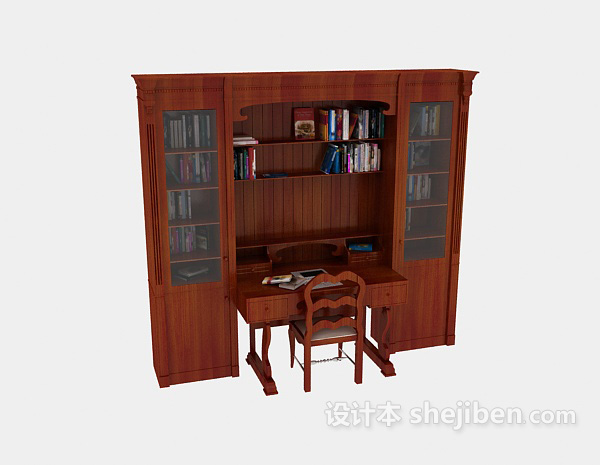 红木书柜、书桌