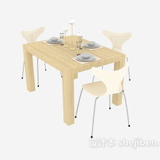 简易清新家居餐桌3d模型下载