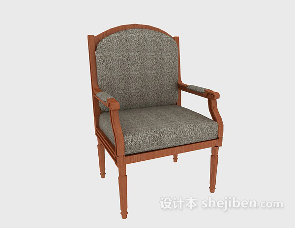 免费欧式实木休闲椅3d模型下载