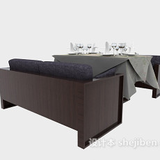 餐厅木质桌椅3d模型下载