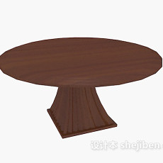 实木  圆桌3d模型下载