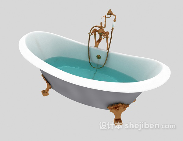 免费欧式风格奢华浴缸3d模型下载