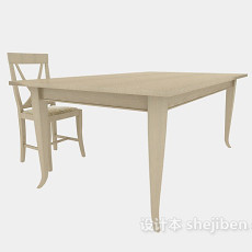 实木书桌椅3d模型下载