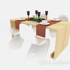 现代简约餐桌餐椅3d模型下载