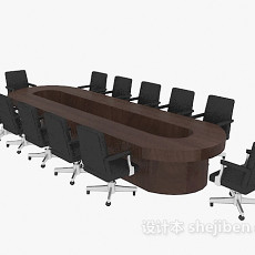 实木办公会议桌椅3d模型下载