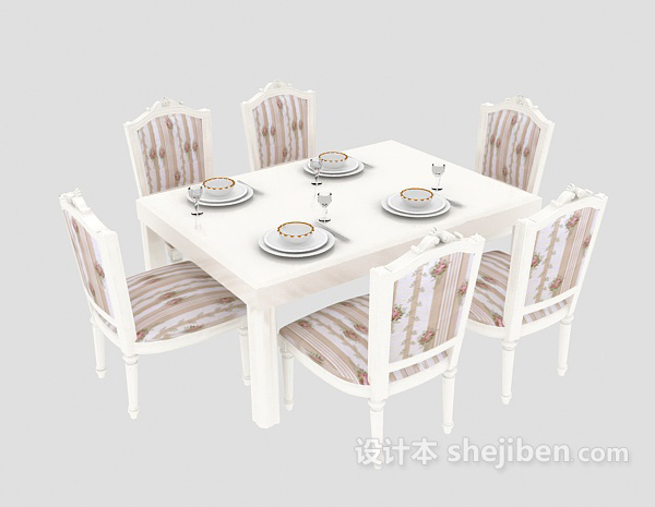 免费白色家居餐桌3d模型下载