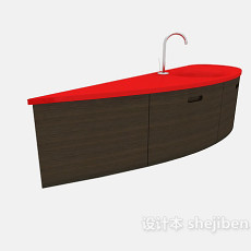 棕色简约实木浴柜3d模型下载