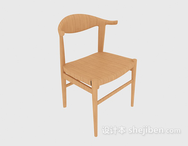 田园风格实木休闲椅3d模型下载