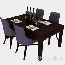 餐厅简约桌椅组合3d模型下载