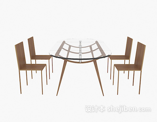现代简易桌椅组合3d模型下载