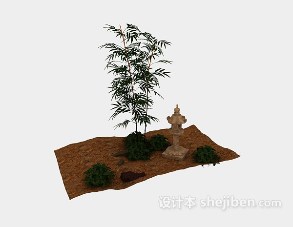 现代风格公园花草植物3d模型下载