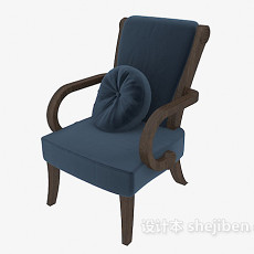 蓝色简约休闲椅3d模型下载